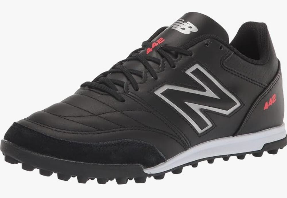 New Balance Men's 442 V2 Team TF Soccer Shoe, Black/White, 9 Wide US